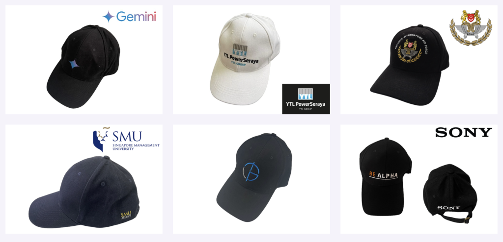 Custom Cotton Baseball Cap Singapore | 14 Colours | Embroidery Front, Sides and Back | Bulk Corporate and Event Cap | Printopia
