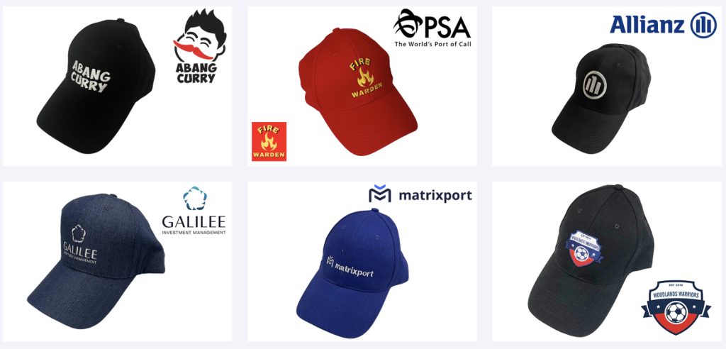 Custom Cotton Baseball Cap Singapore | 14 Colours | Embroidery Front, Sides and Back | Bulk Corporate and Event Cap | Printopia