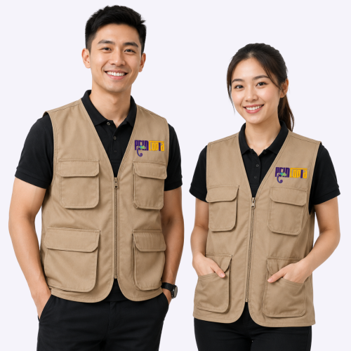 Custom Polyester Canvas Work Vest Singapore | 4 Pockets | Event Staff and Field Uniform | Printopia