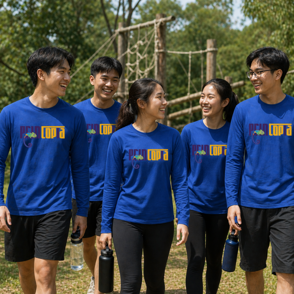 Custom Cotton Long Sleeve Round Neck T-Shirt | Custom Long Sleeve Shirt Printing Singapore | Printopia.sg