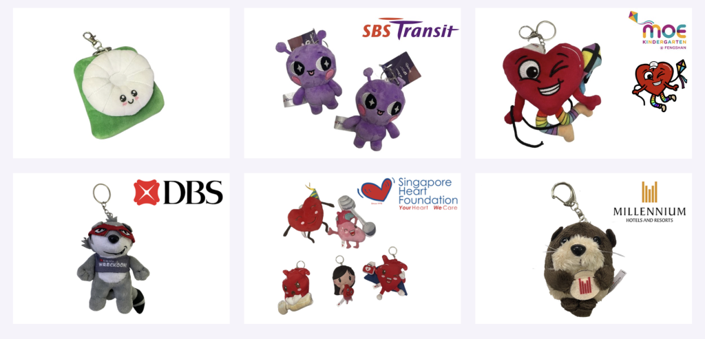 Custom Soft Toy Keychain Singapore | Plush Mascot Character Keychain | Bulk Corporate Gift | Printopia