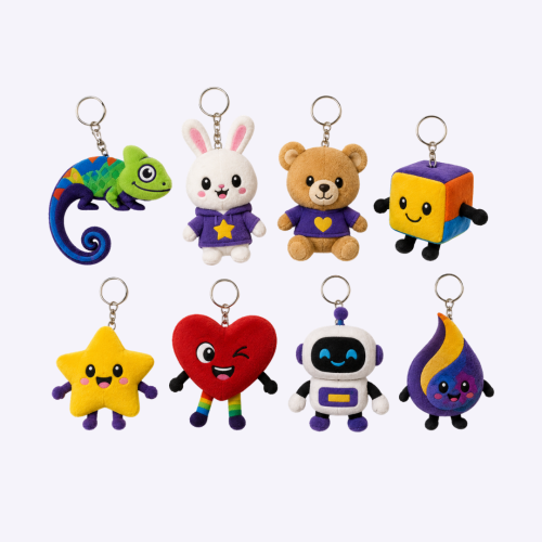 Custom Soft Toy Keychain Singapore | Plush Mascot Character Keychain | Bulk Corporate Gift | Printopia