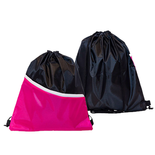 2 Tone Drawstring Bag with Zip (B0128)