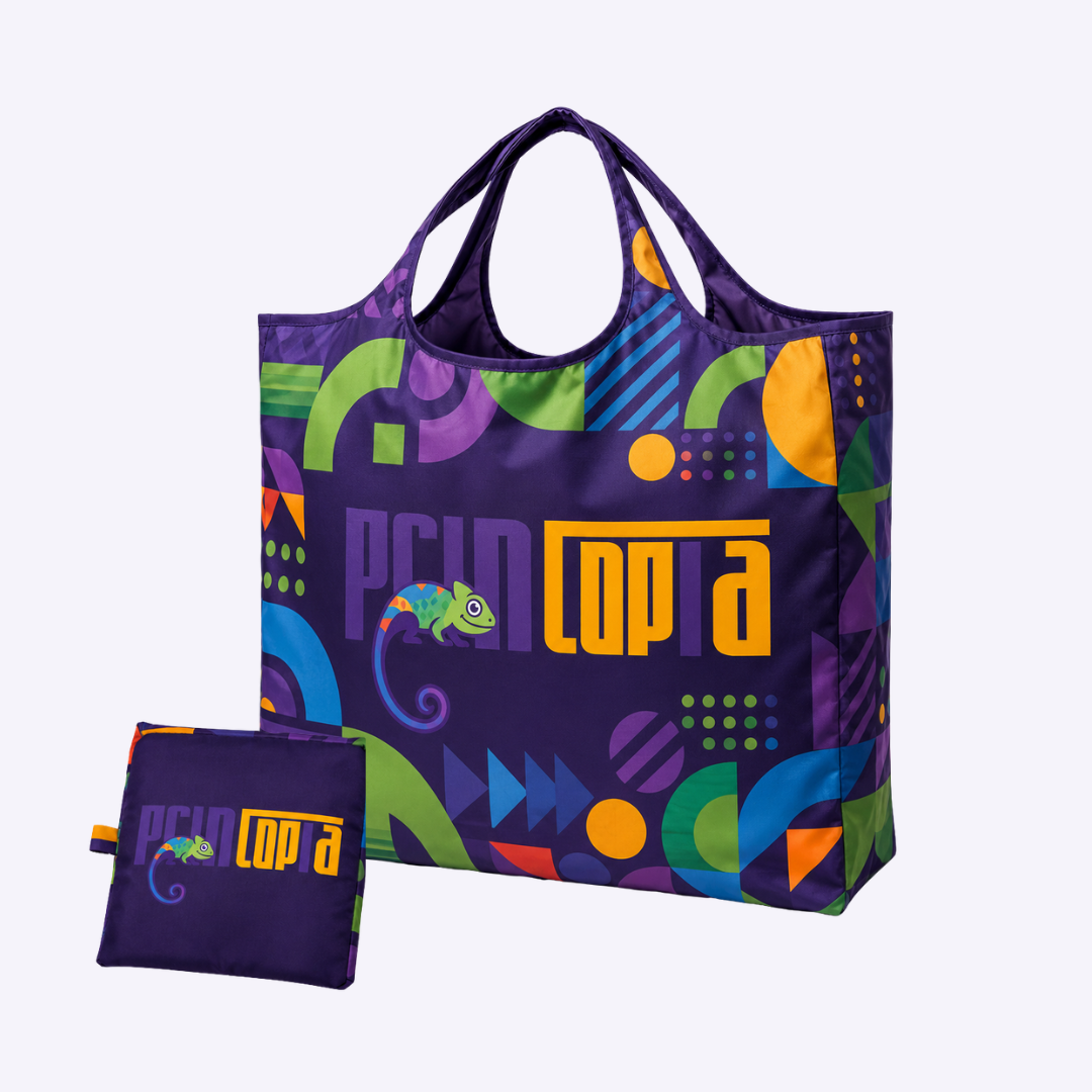 Custom Foldable Polyester Tote Bag Singapore | 60x35cm | Full-Colour Both Sides | Bulk Event and Eco Corporate Gift | Printopia