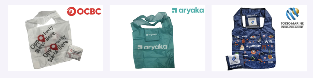 Custom Foldable Polyester Tote Bag Singapore | 60x35cm | Full-Colour Both Sides | Bulk Event and Eco Corporate Gift | Printopia