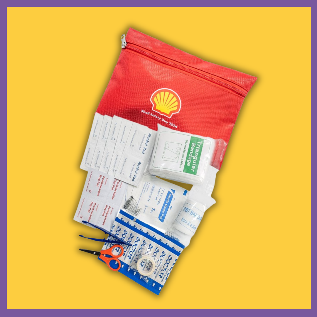 Custom Branded First Aid Kit with PVC Pouch | Bulk Corporate Safety Gift Singapore | Printopia