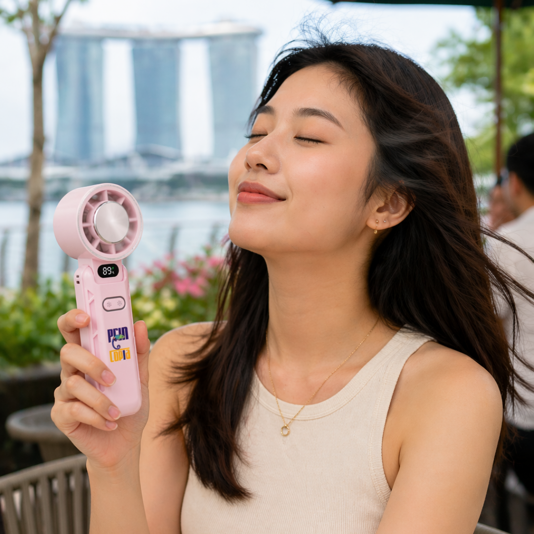 Customised Foldable Portable Fan 3600mAh | 100-Speed Custom Corporate Gift Singapore | Printopia.sg