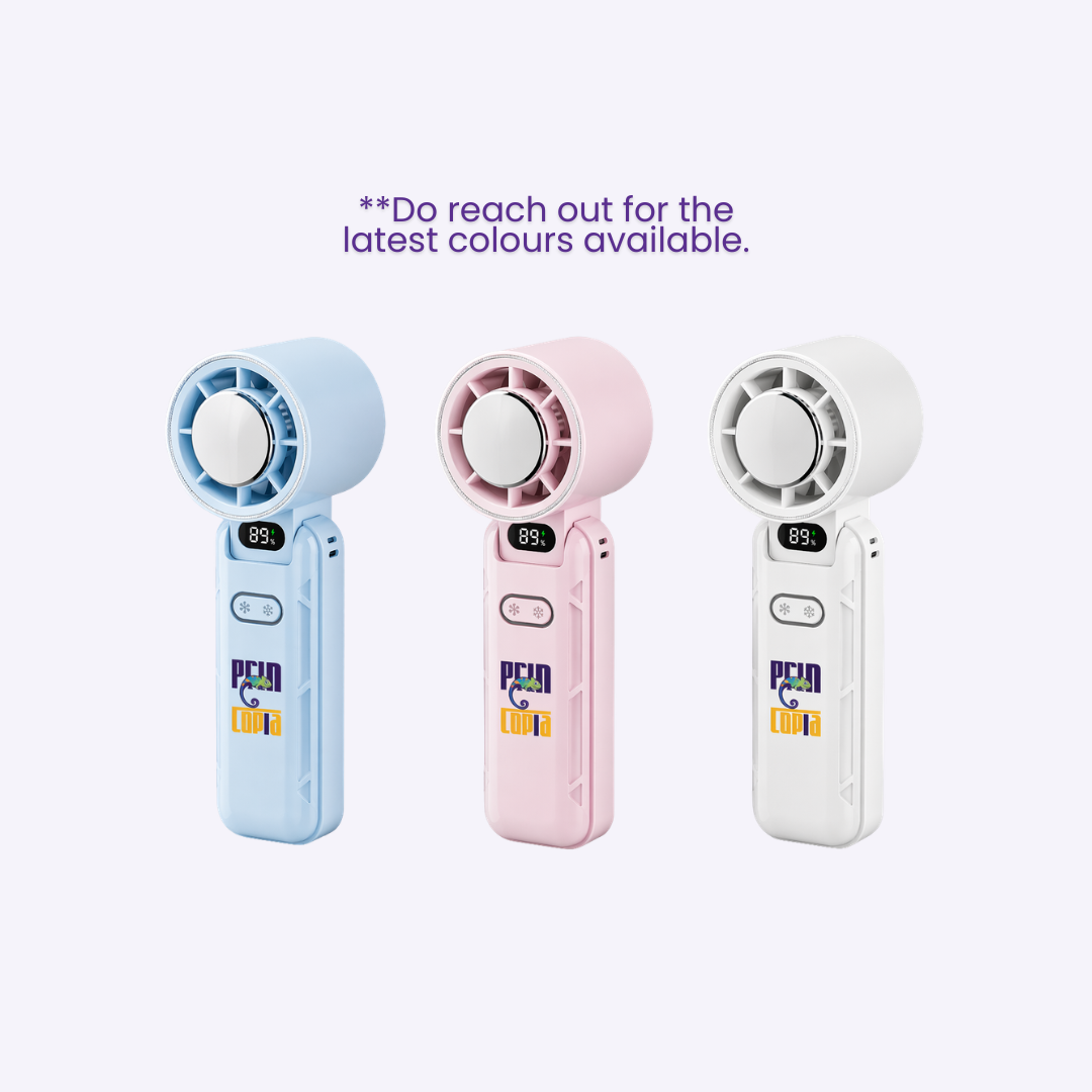 Customised Foldable Portable Fan 3600mAh | 100-Speed Custom Corporate Gift Singapore | Printopia.sg
