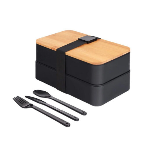 Double Layer Lunch Box with Bamboo Lid (LS0260)