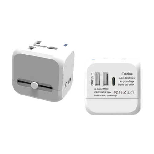 Travel Adaptor with 2 USB + 1 Type C Port_Quick Charge (TA0077)