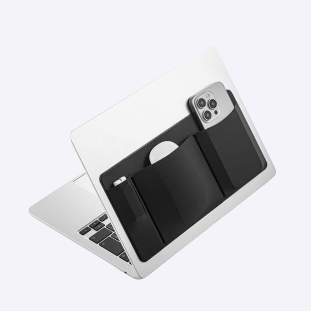 Custom 3-Slot Adhesive Laptop Pocket Organiser Singapore | Elastic | Branded Tech Onboarding Gift | Printopia