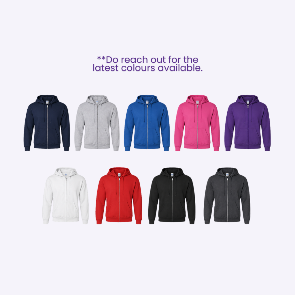 Custom Gildan Heavy Blend Full-Zip Hoodie 18600 | Custom Hoodie Printing Singapore | Printopia.sg