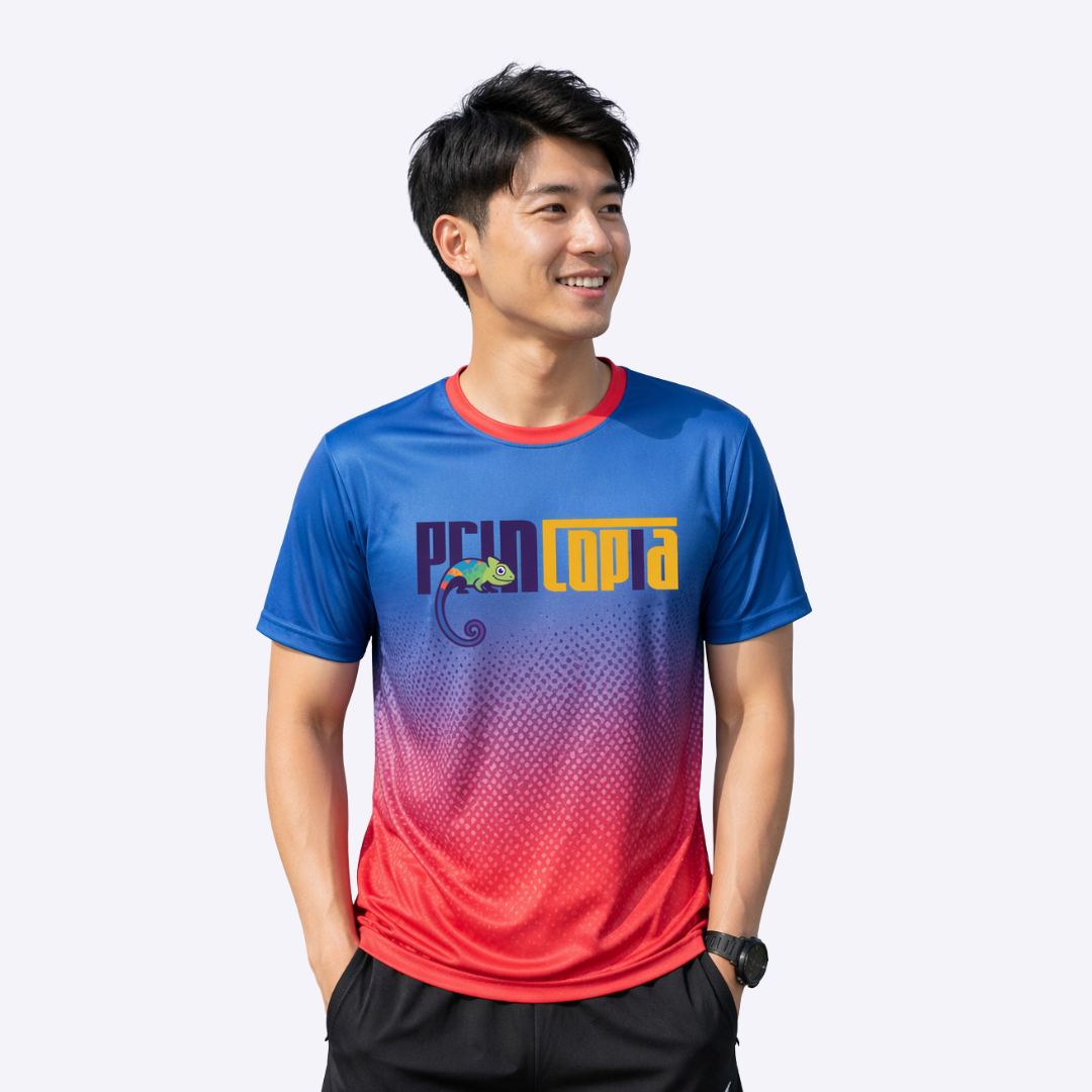 Custom Ombre Gradient Dri-Fit Round Neck Tee | Custom Corporate Sports Tee Supplier Singapore | Printopia.sg