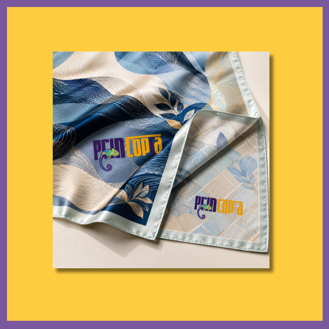 Custom Full-Colour Silk Scarf | 100x100cm CMYK Print Both Sides | Premium Corporate Gift Singapore | Printopia