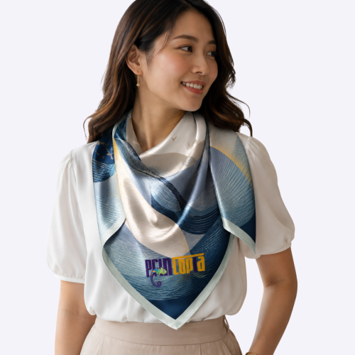 Custom Full-Colour Silk Scarf | 100x100cm CMYK Print Both Sides | Premium Corporate Gift Singapore | Printopia
