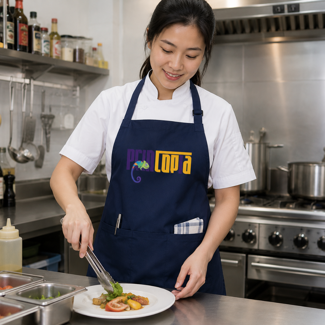 Custom Polyester Twill Apron | Double Front Pocket | Bulk F&B and Catering Uniform Singapore | Printopia