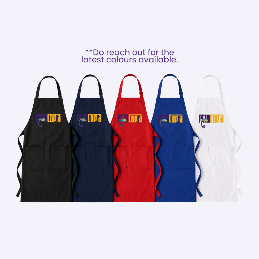 Custom Polyester Twill Apron | Double Front Pocket | Bulk F&B and Catering Uniform Singapore | Printopia