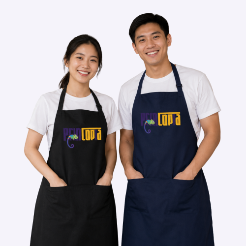 Custom Polyester Twill Apron | Double Front Pocket | Bulk F&B and Catering Uniform Singapore | Printopia