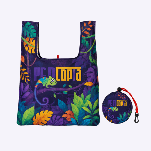 Custom Foldable Polyester Bag with Round Pouch Singapore | 55x35cm | Single or Full Colour | Bulk Event and Corporate Gift | Printopia