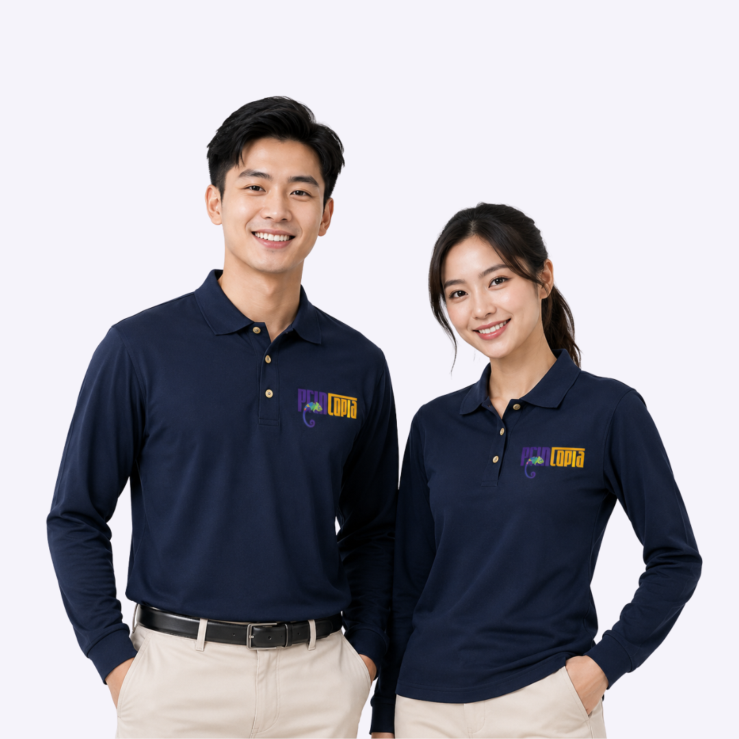 Custom Honeycomb Long Sleeve Polo Singapore | Unisex and Ladies Cut | 12 Colours | Corporate Uniform Printing | Printopia