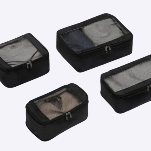 Custom 4-Piece Packing Cube Travel Pouch Set Singapore | Mesh Top | Bulk Corporate Travel Gift | Printopia