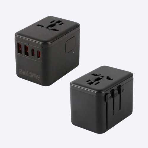 Custom Universal Travel Adaptor with USB-C Fast Charging Singapore | 18W | Bulk Corporate Travel Gift | Printopia